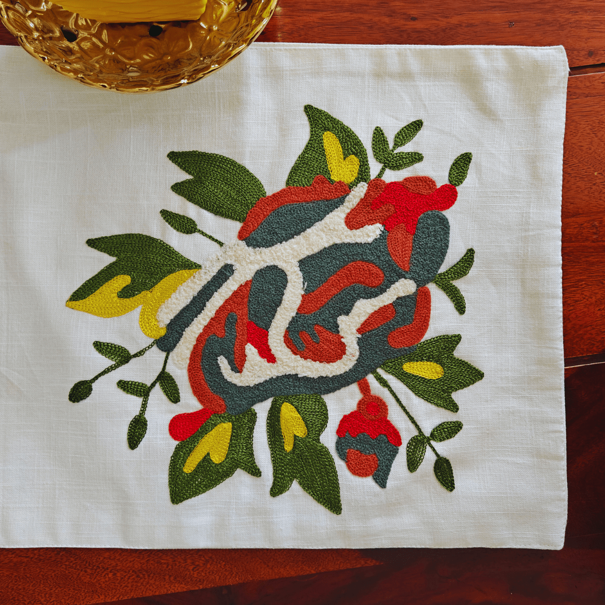 Revaa Embroidered Table Runner – 72" x 12" - Coral Slub -
